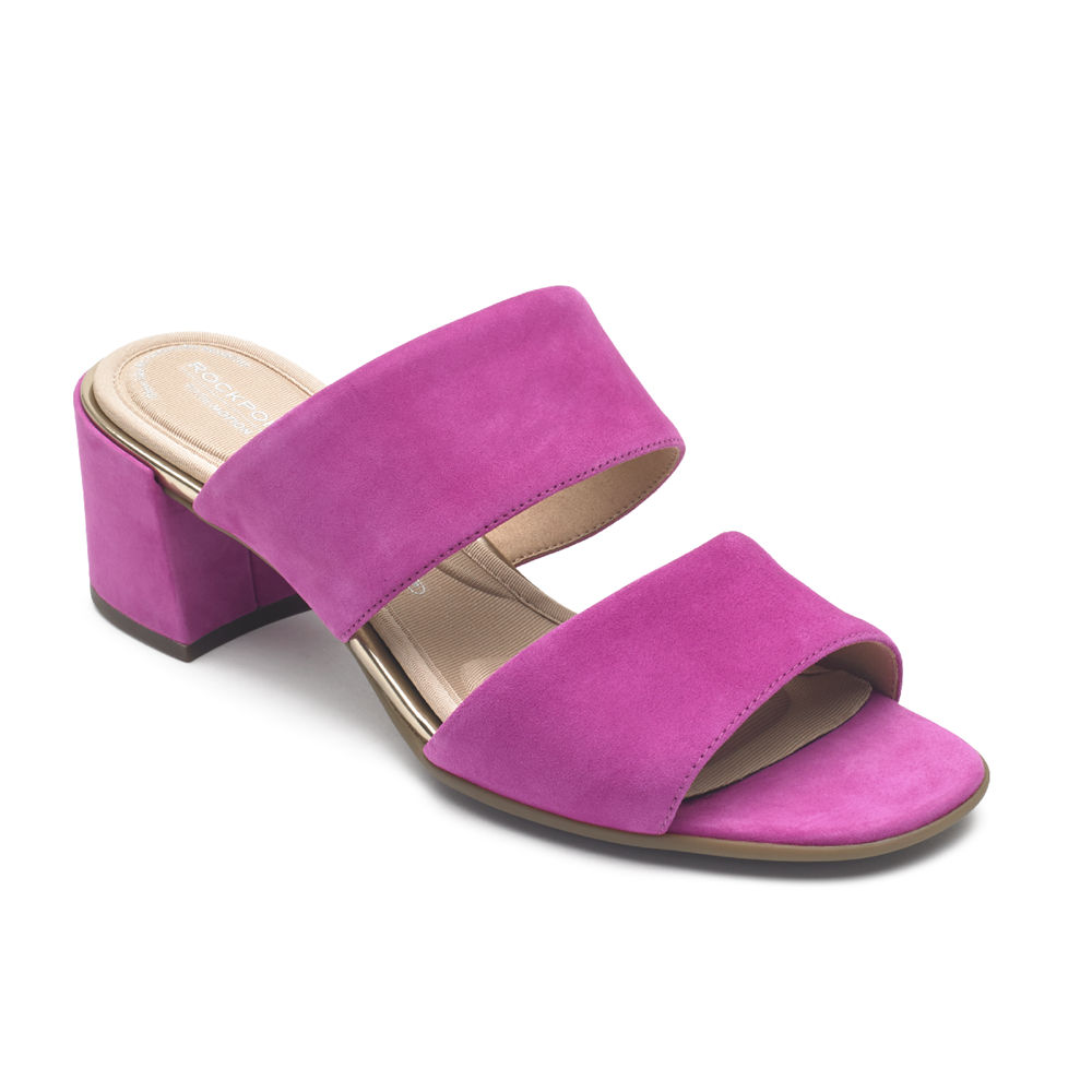 Rockport Womens Total Motion Alaina Double Band - Slides Pink - CWE582360